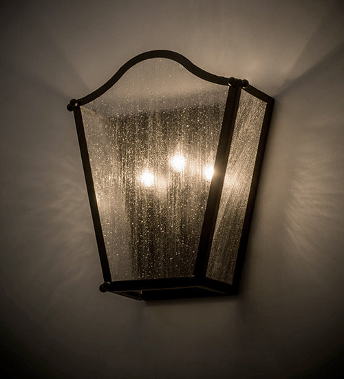 Meyda Lighting Austin 12" 3-Light Blackwash Wall Sconce With Clear Seeded Shade Glass