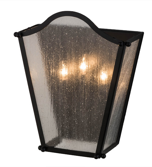 Meyda Lighting Austin 12" 3-Light Blackwash Wall Sconce With Clear Seeded Shade Glass