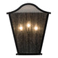 Meyda Lighting Austin 12" 3-Light Blackwash Wall Sconce With Clear Seeded Shade Glass