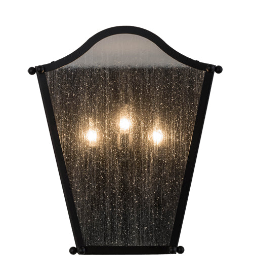 Meyda Lighting Austin 12" 3-Light Blackwash Wall Sconce With Clear Seeded Shade Glass