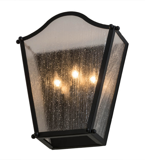 Meyda Lighting Austin 12" 3-Light Blackwash Wall Sconce With Clear Seeded Shade Glass