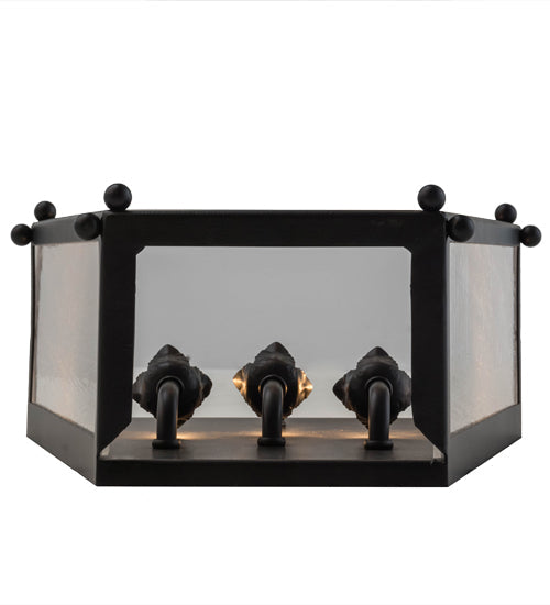 Meyda Lighting Austin 12" 3-Light Blackwash Wall Sconce With Clear Seeded Shade Glass