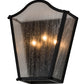 Meyda Lighting Austin 12" 3-Light Blackwash Wall Sconce With Clear Seeded Shade Glass