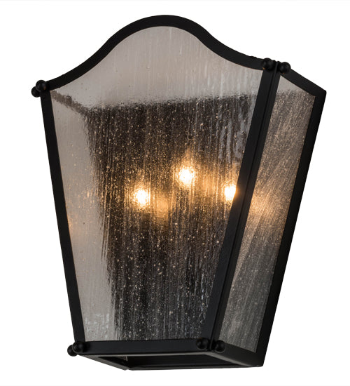 Meyda Lighting Austin 12" 3-Light Blackwash Wall Sconce With Clear Seeded Shade Glass