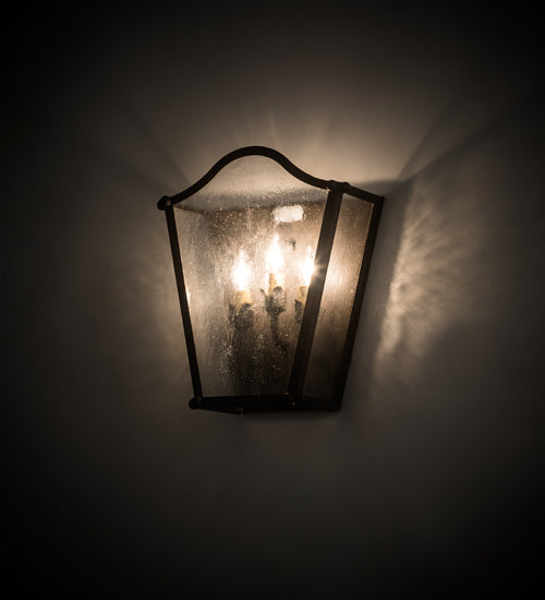 Meyda Lighting Austin 12" 3-Light Coffee Bean Wall Sconce With Clear Seeded Shade Glass