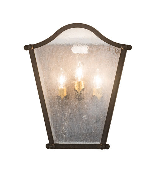 Meyda Lighting Austin 12" 3-Light Coffee Bean Wall Sconce With Clear Seeded Shade Glass