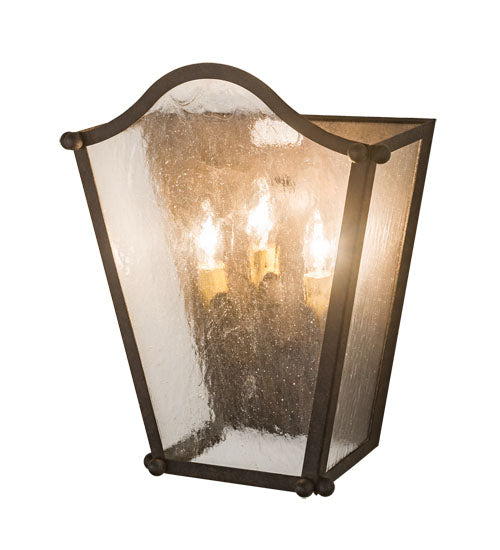 Meyda Lighting Austin 12" 3-Light Coffee Bean Wall Sconce With Clear Seeded Shade Glass