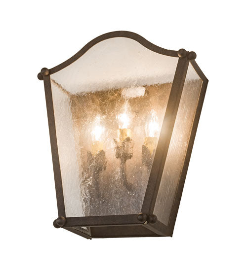 Meyda Lighting Austin 12" 3-Light Coffee Bean Wall Sconce With Clear Seeded Shade Glass