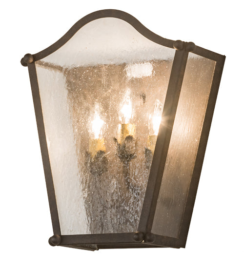 Meyda Lighting Austin 12" 3-Light Coffee Bean Wall Sconce With Clear Seeded Shade Glass