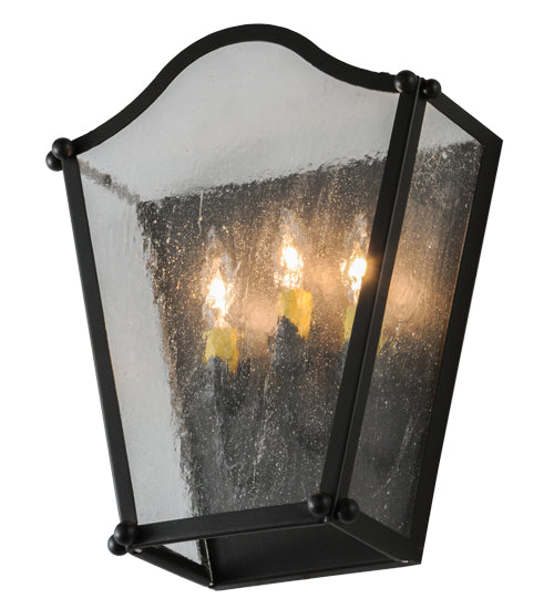 Meyda Lighting Austin 12" 3-Light Copper Rust Wall Sconce With Clear Seeded Shade Glass