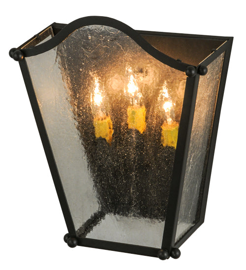 Meyda Lighting Austin 12" 3-Light Copper Rust Wall Sconce With Clear Seeded Shade Glass