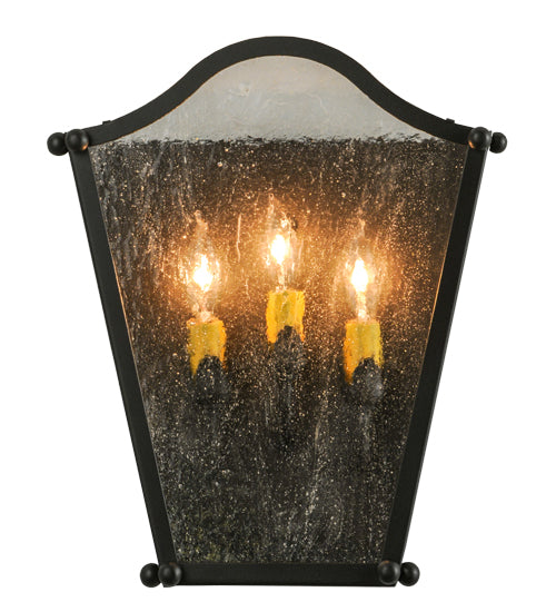 Meyda Lighting Austin 12" 3-Light Copper Rust Wall Sconce With Clear Seeded Shade Glass