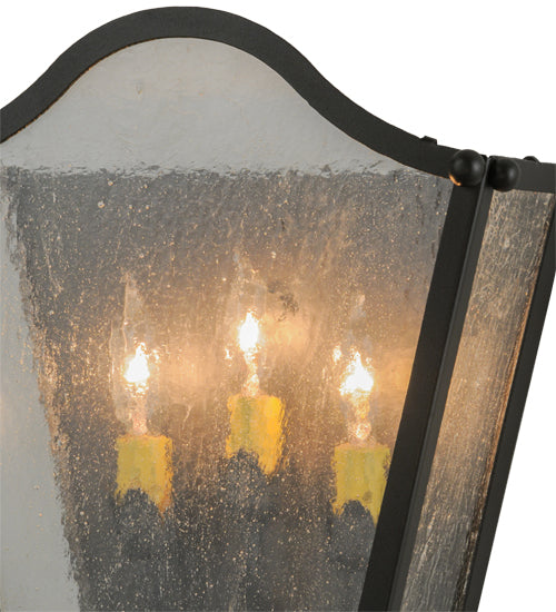 Meyda Lighting Austin 12" 3-Light Copper Rust Wall Sconce With Clear Seeded Shade Glass