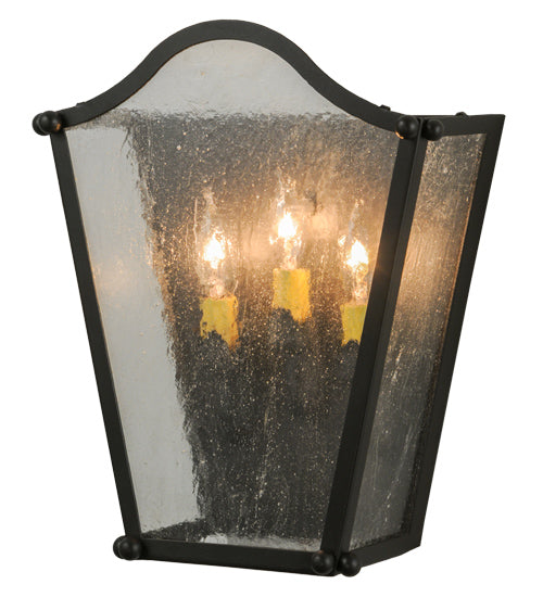 Meyda Lighting Austin 12" 3-Light Copper Rust Wall Sconce With Clear Seeded Shade Glass