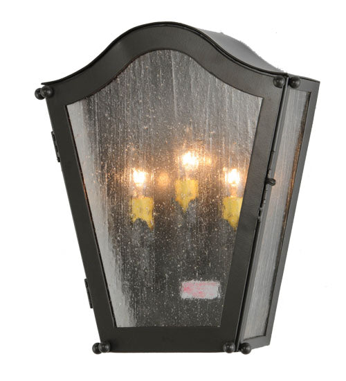 Meyda Lighting Austin 12" 3-Light Timeless Bronze Wall Sconce With Clear Seeded Shade Glass