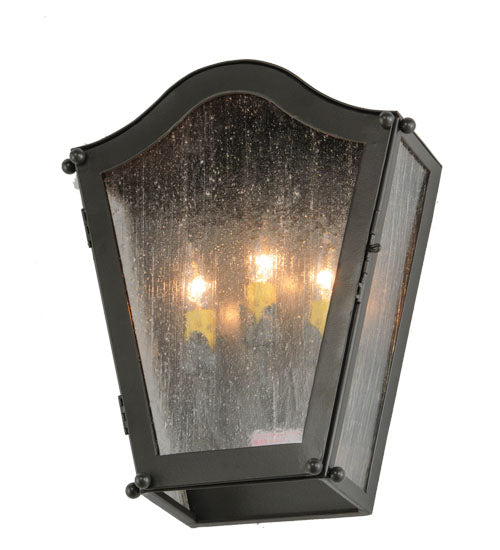 Meyda Lighting Austin 12" 3-Light Timeless Bronze Wall Sconce With Clear Seeded Shade Glass