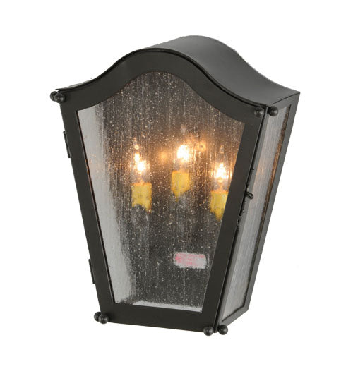 Meyda Lighting Austin 12" 3-Light Timeless Bronze Wall Sconce With Clear Seeded Shade Glass