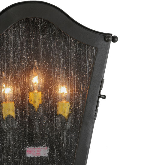 Meyda Lighting Austin 12" 3-Light Timeless Bronze Wall Sconce With Clear Seeded Shade Glass