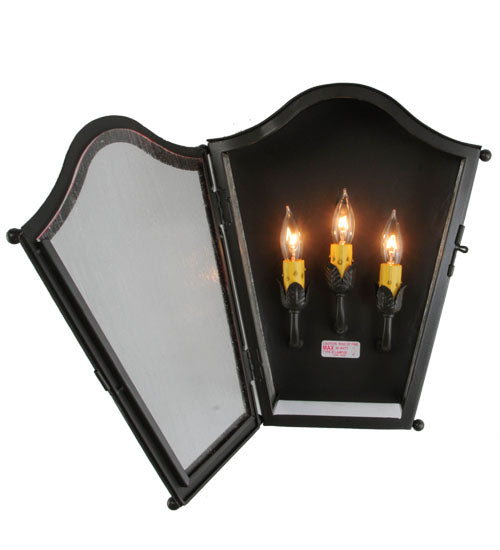Meyda Lighting Austin 12" 3-Light Timeless Bronze Wall Sconce With Clear Seeded Shade Glass