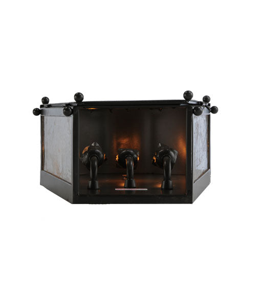 Meyda Lighting Austin 12" 3-Light Timeless Bronze Wall Sconce With Clear Seeded Shade Glass