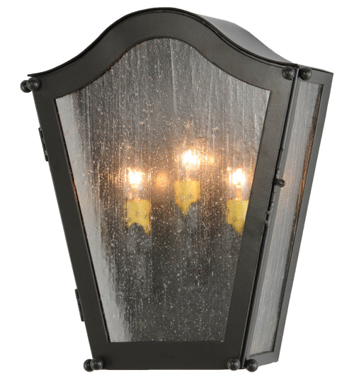 Meyda Lighting Austin 12" 3-Light Timeless Bronze Wall Sconce With Clear Seeded Shade Glass