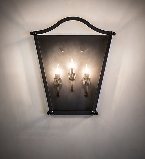 Meyda Lighting Austin 15" 3-Light Blackwash Wall Sconce With Clear Shade Glass