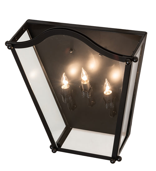 Meyda Lighting Austin 15" 3-Light Blackwash Wall Sconce With Clear Shade Glass