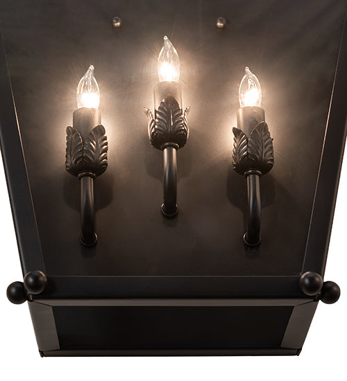 Meyda Lighting Austin 15" 3-Light Blackwash Wall Sconce With Clear Shade Glass