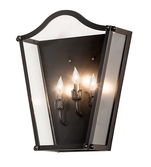 Meyda Lighting Austin 15" 3-Light Blackwash Wall Sconce With Clear Shade Glass