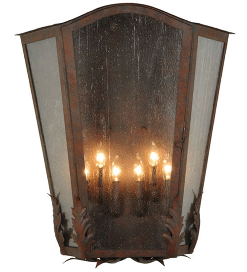 Meyda Lighting Austin 26" 6-Light Cajun Spice Wall Sconce With Clear Seeded Shade Glass
