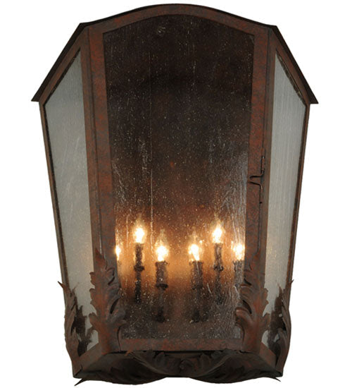 Meyda Lighting Austin 26" 6-Light Cajun Spice Wall Sconce With Clear Seeded Shade Glass
