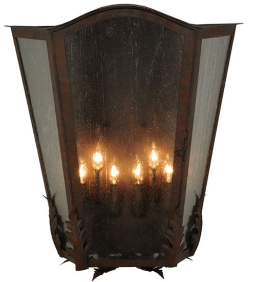 Meyda Lighting Austin 26" 6-Light Cajun Spice Wall Sconce With Clear Seeded Shade Glass