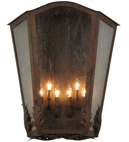 Meyda Lighting Austin 26" 6-Light Cajun Spice Wall Sconce With Clear Seeded Shade Glass