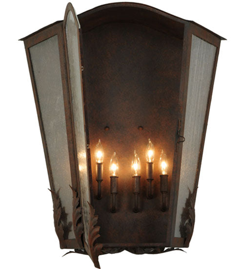 Meyda Lighting Austin 26" 6-Light Cajun Spice Wall Sconce With Clear Seeded Shade Glass