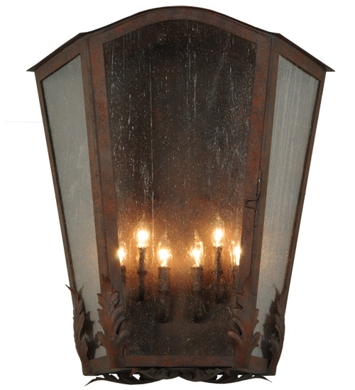 Meyda Lighting Austin 26" 6-Light Cajun Spice Wall Sconce With Clear Seeded Shade Glass