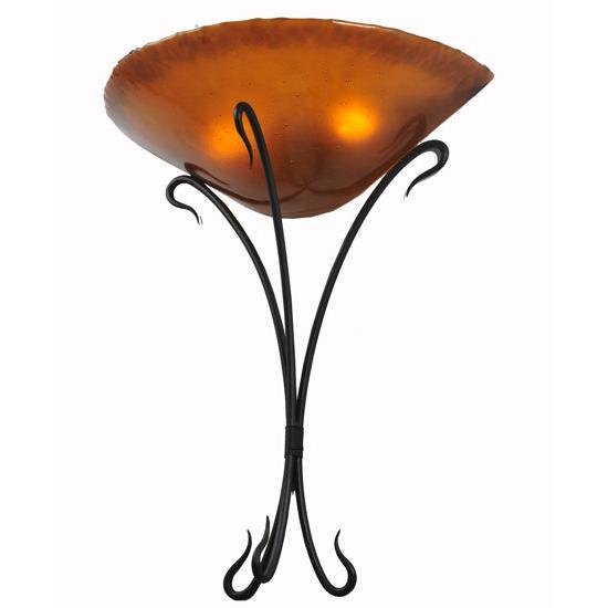Meyda Lighting Autumn Moon 18" 2-Light Black Wall Sconce With Amber Mica Shade Glass