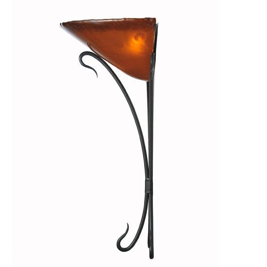 Meyda Lighting Autumn Moon 18" 2-Light Black Wall Sconce With Amber Mica Shade Glass