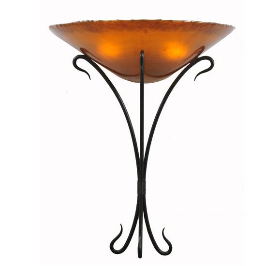 Meyda Lighting Autumn Moon 18" 2-Light Black Wall Sconce With Amber Mica Shade Glass