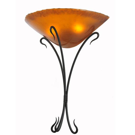 Meyda Lighting Autumn Moon 18" 2-Light Black Wall Sconce With Amber Mica Shade Glass