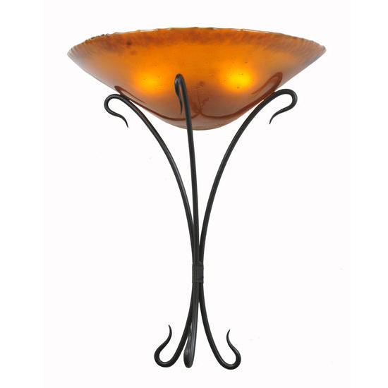 Meyda Lighting Autumn Moon 18" 2-Light Black Wall Sconce With Amber Mica Shade Glass