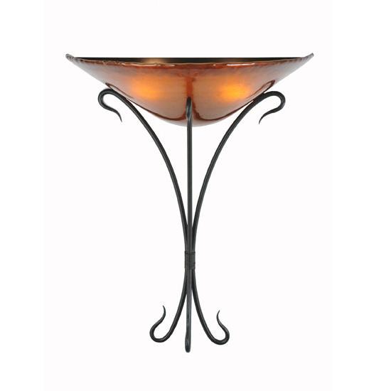 Meyda Lighting Autumn Moon 18" 2-Light Black Wall Sconce With Amber Mica Shade Glass