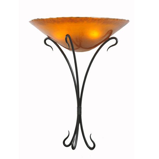Meyda Lighting Autumn Moon 18" 2-Light Black Wall Sconce With Amber Mica Shade Glass