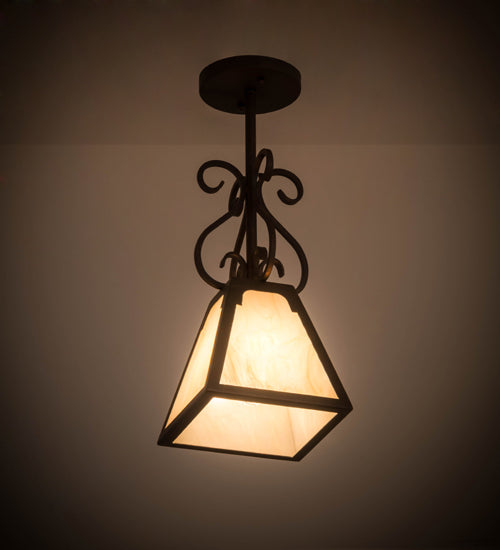 Meyda Lighting Ava 10" Copper Rust Mini Pendant Light With Beige Sahara Taupe Idalight Shade Glass