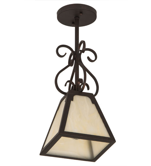 Meyda Lighting Ava 10" Copper Rust Mini Pendant Light With Beige Sahara Taupe Idalight Shade Glass