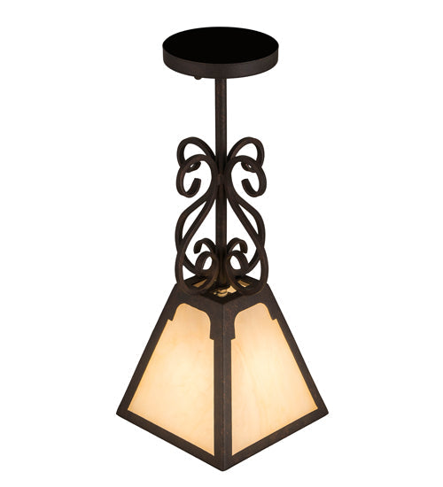 Meyda Lighting Ava 10" Copper Rust Mini Pendant Light With Beige Sahara Taupe Idalight Shade Glass