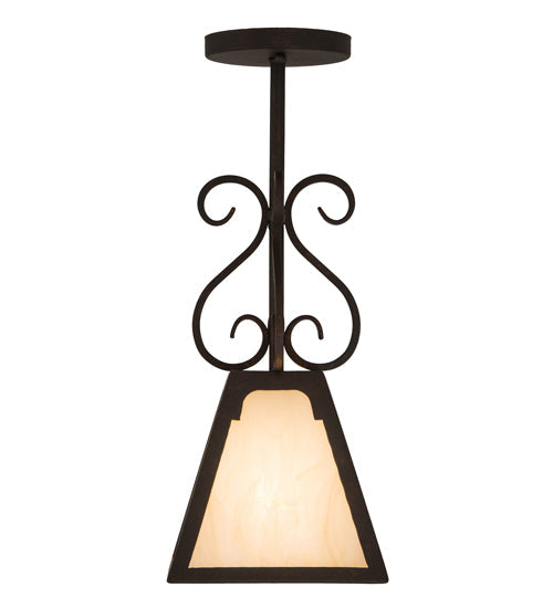 Meyda Lighting Ava 10" Copper Rust Mini Pendant Light With Beige Sahara Taupe Idalight Shade Glass