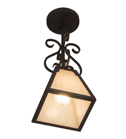 Meyda Lighting Ava 10" Copper Rust Mini Pendant Light With Beige Sahara Taupe Idalight Shade Glass