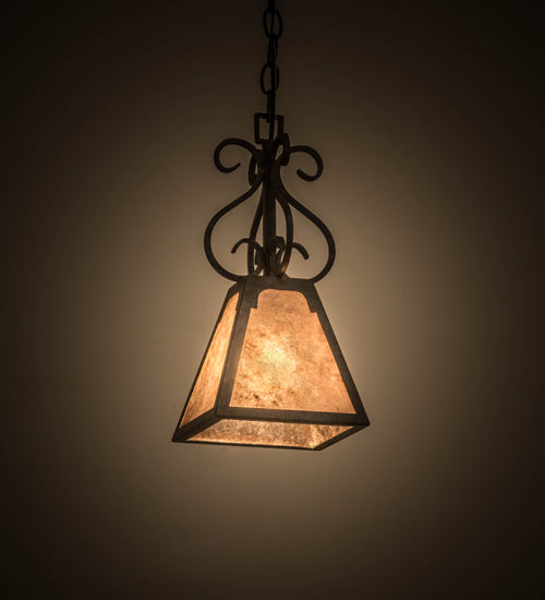 Meyda Lighting Ava 10" Smoke Mini Pendant Light With Silver Mica Shade Glass