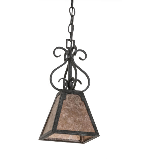Meyda Lighting Ava 10" Smoke Mini Pendant Light With Silver Mica Shade Glass
