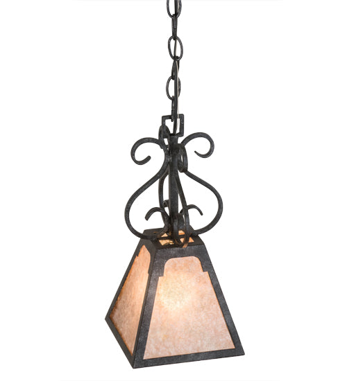 Meyda Lighting Ava 10" Smoke Mini Pendant Light With Silver Mica Shade Glass